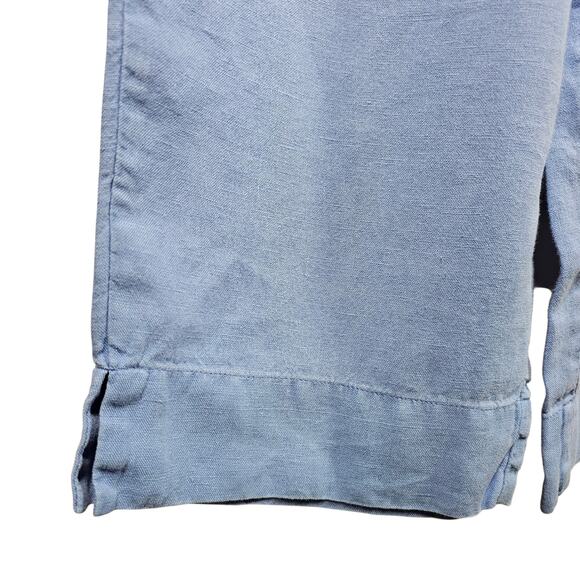 J. Jill Light Blue 100% Linen Pull-On Cropped Wide Leg Pants Size M Petite - Picture 2 of 8